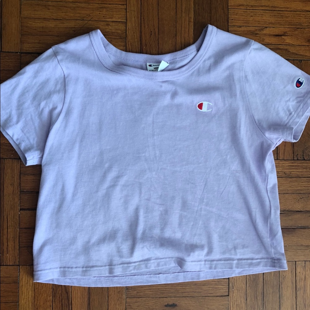 Purple Cropped Champion Tee